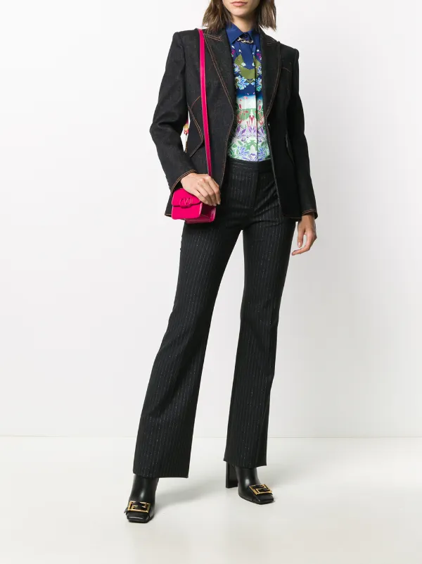 pinstripe flared trousers