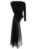 Alchemy x Lia Aram ruched tulle jersey bodysuit - Black