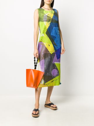 micro pleat abstract print dress展示图