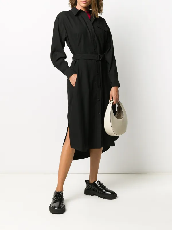 long sleeve belted shirt dress