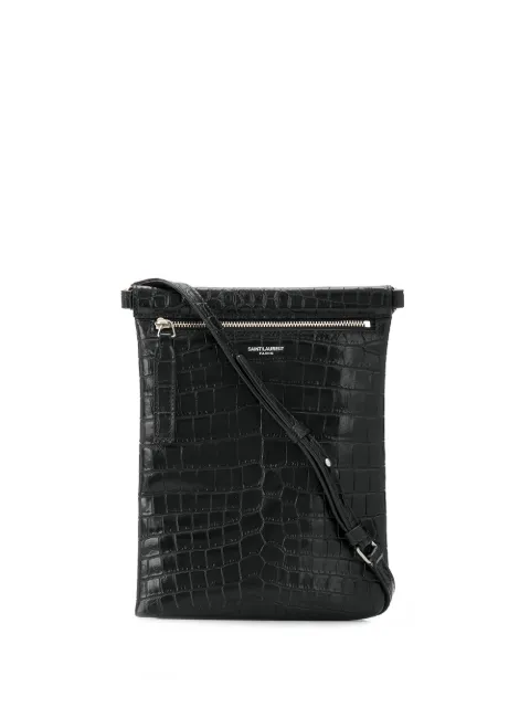 Saint Laurent クロコエンボス メッセンジャーバッグ