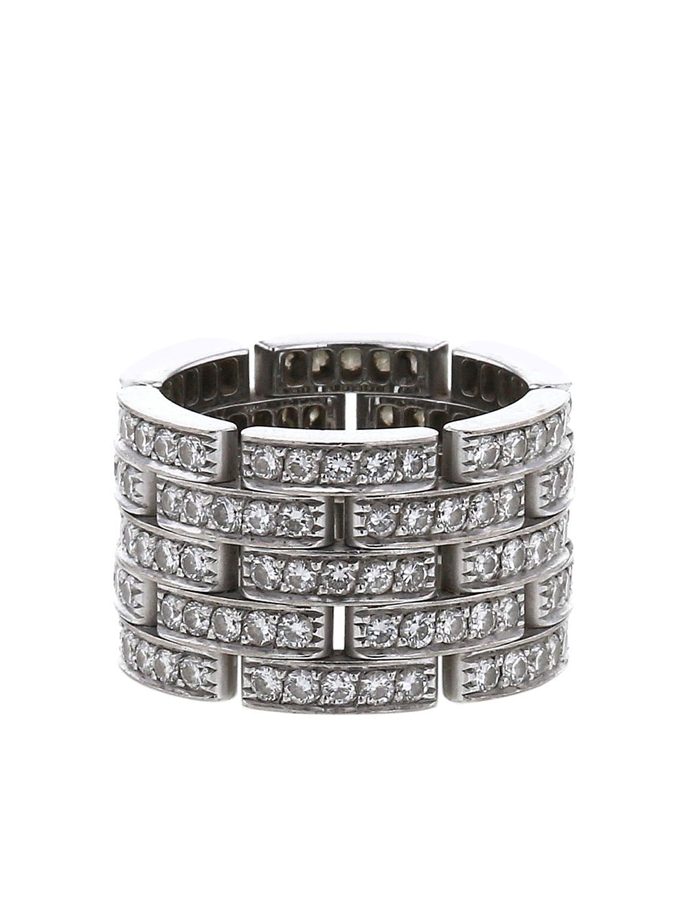 Pre-owned Cartier 2010s  White Gold Maillon Panthère Large Model Diamond Ring In Silver