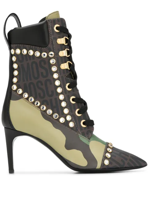 Moschino botas con agujetas y motivo militar