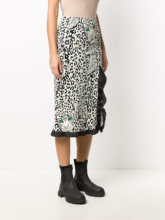 leopard print frilled trim skirt展示图