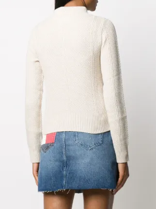 drawstring-neck textured jumper展示图