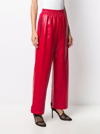 calf leather red palazzo pants展示图