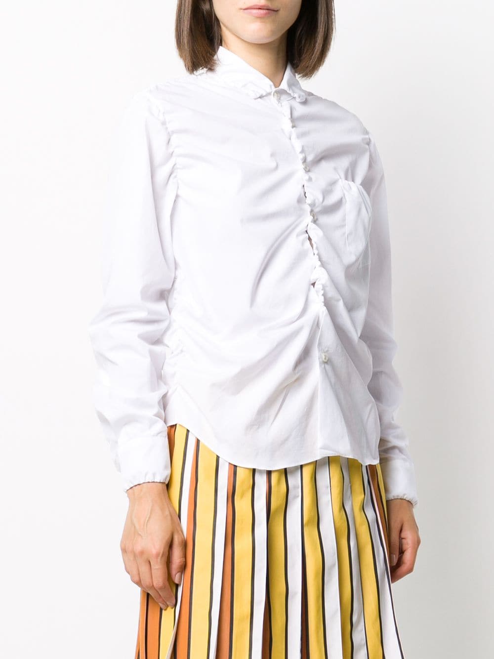 Shop Marni Ruched-effect Shirt In White