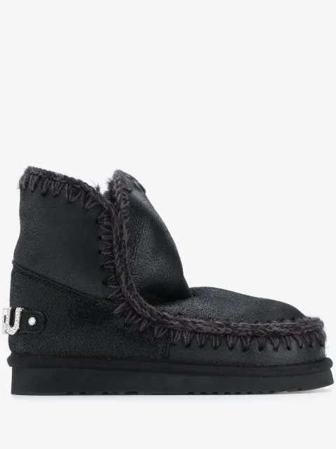 Mou rhinestone-logo boots