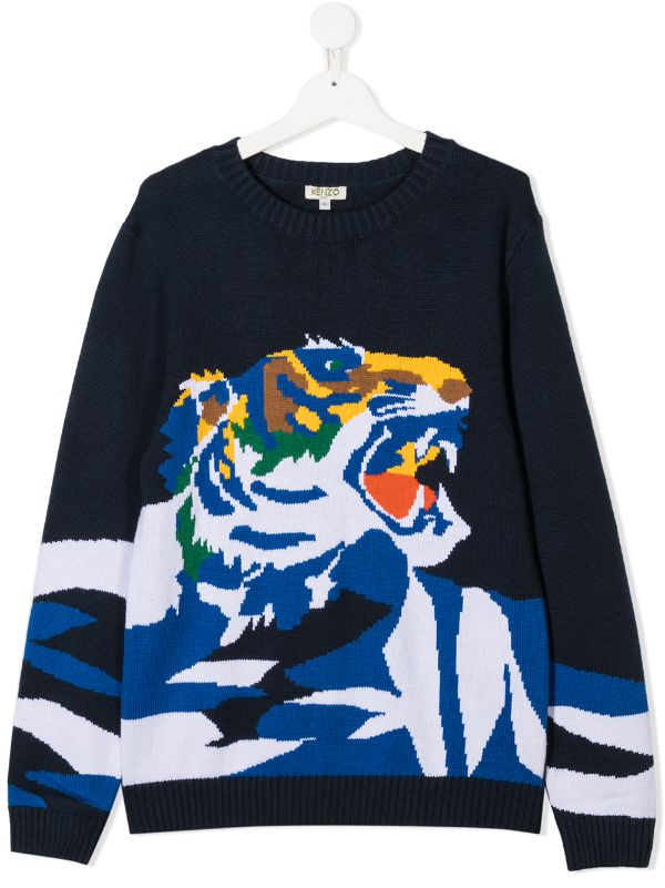 grey and blue kenzo jumper