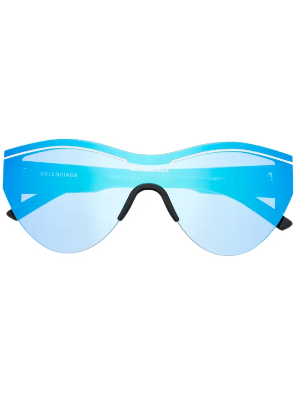 round blue reflective sunglasses