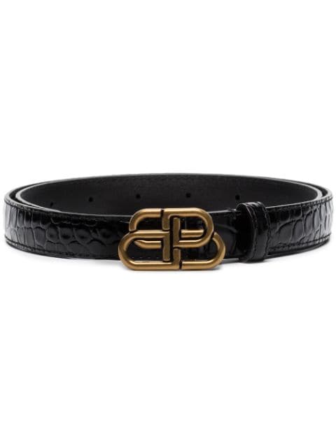Shop Balenciaga polished leather BB-buckle belt with Express Delivery ...