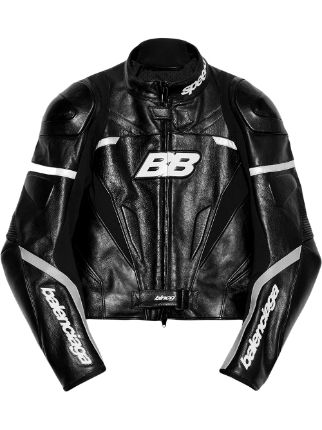 Balenciaga logo-print Leather Biker Jacket - Farfetch