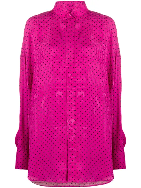 Balenciaga polka dot scarf-detail shirt