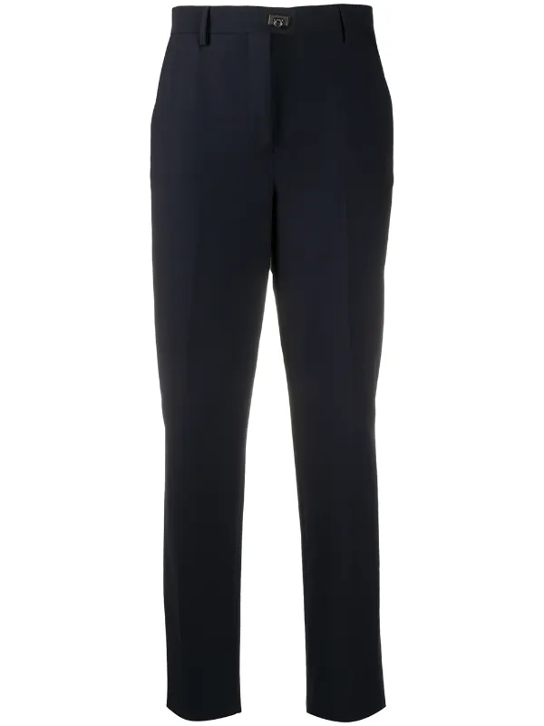 Ferragamo Gancini-plaque Straight-leg Trousers in Blue