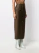 Materiel buttoned pencil skirt