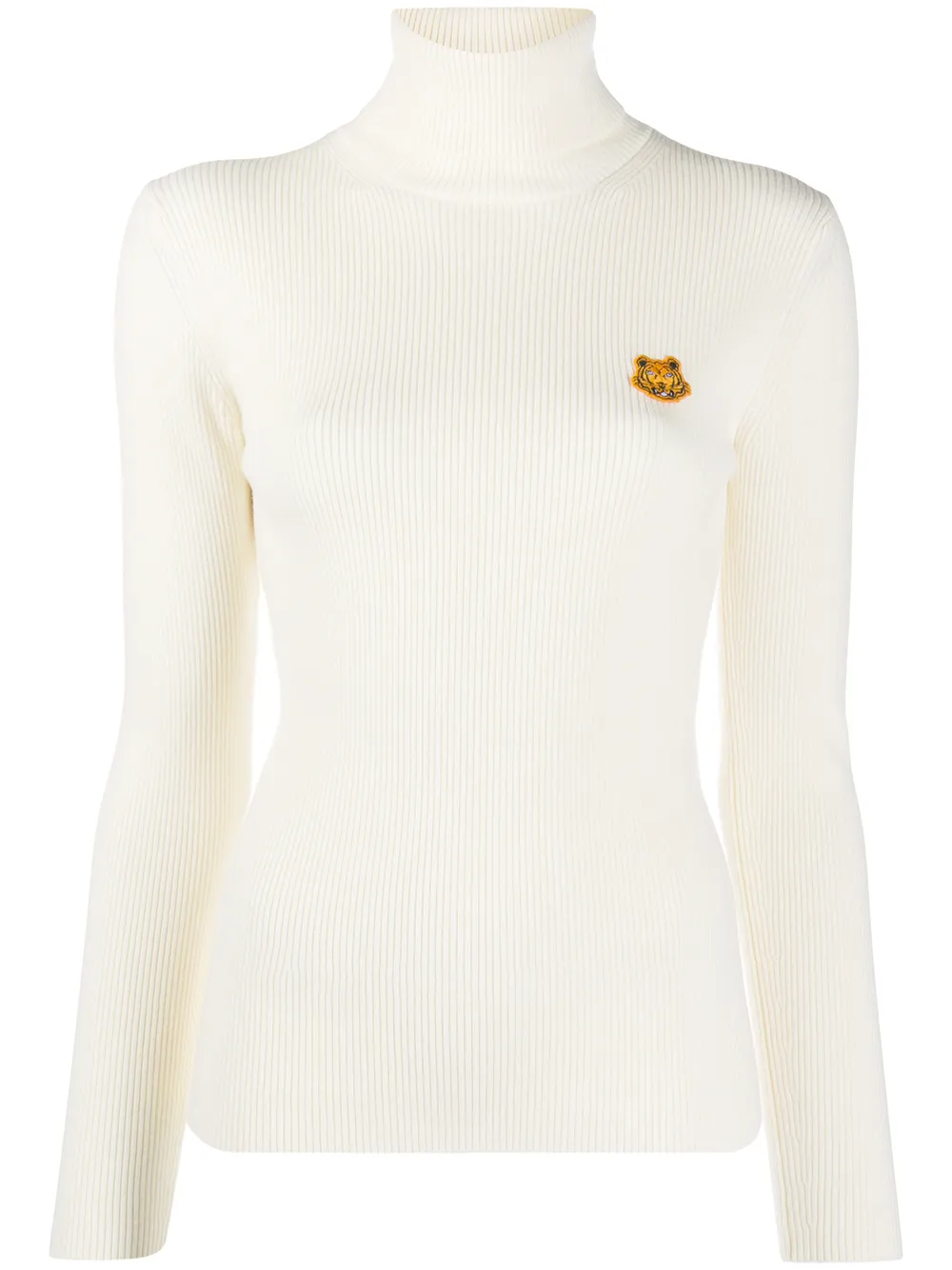 

Kenzo Tiger badge roll-neck jumper - Neutrals