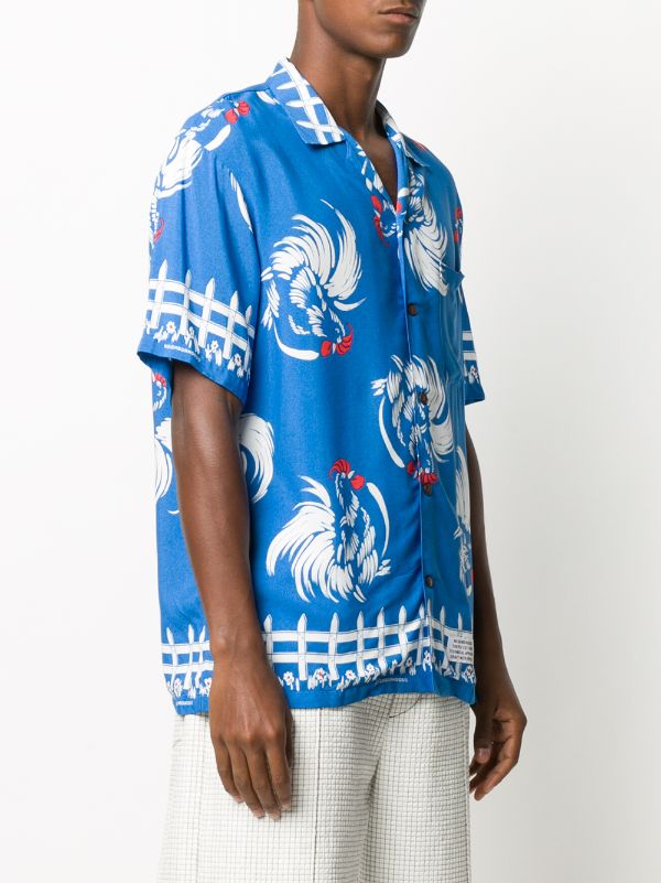 Shop Neighborhood Aloha rooster-print shirt with Express Delivery 
