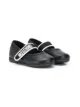 Image 1 of Moschino Kids logo touch strap ballerina shoes