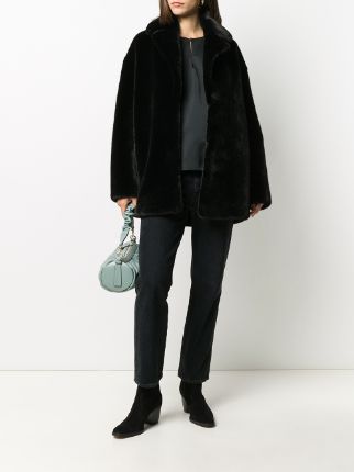 faux fur single-breasted coat展示图