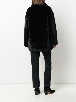 faux fur single-breasted coat展示图