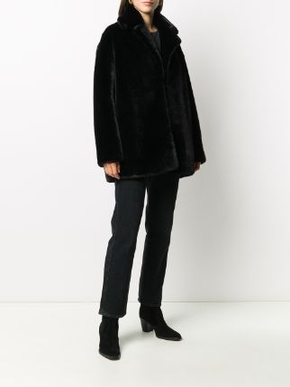 faux fur single-breasted coat展示图