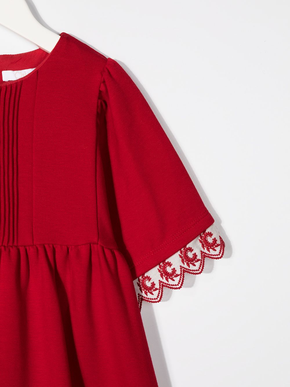 фото Chloé kids платье с планкой на груди и вышивкой на манжетах