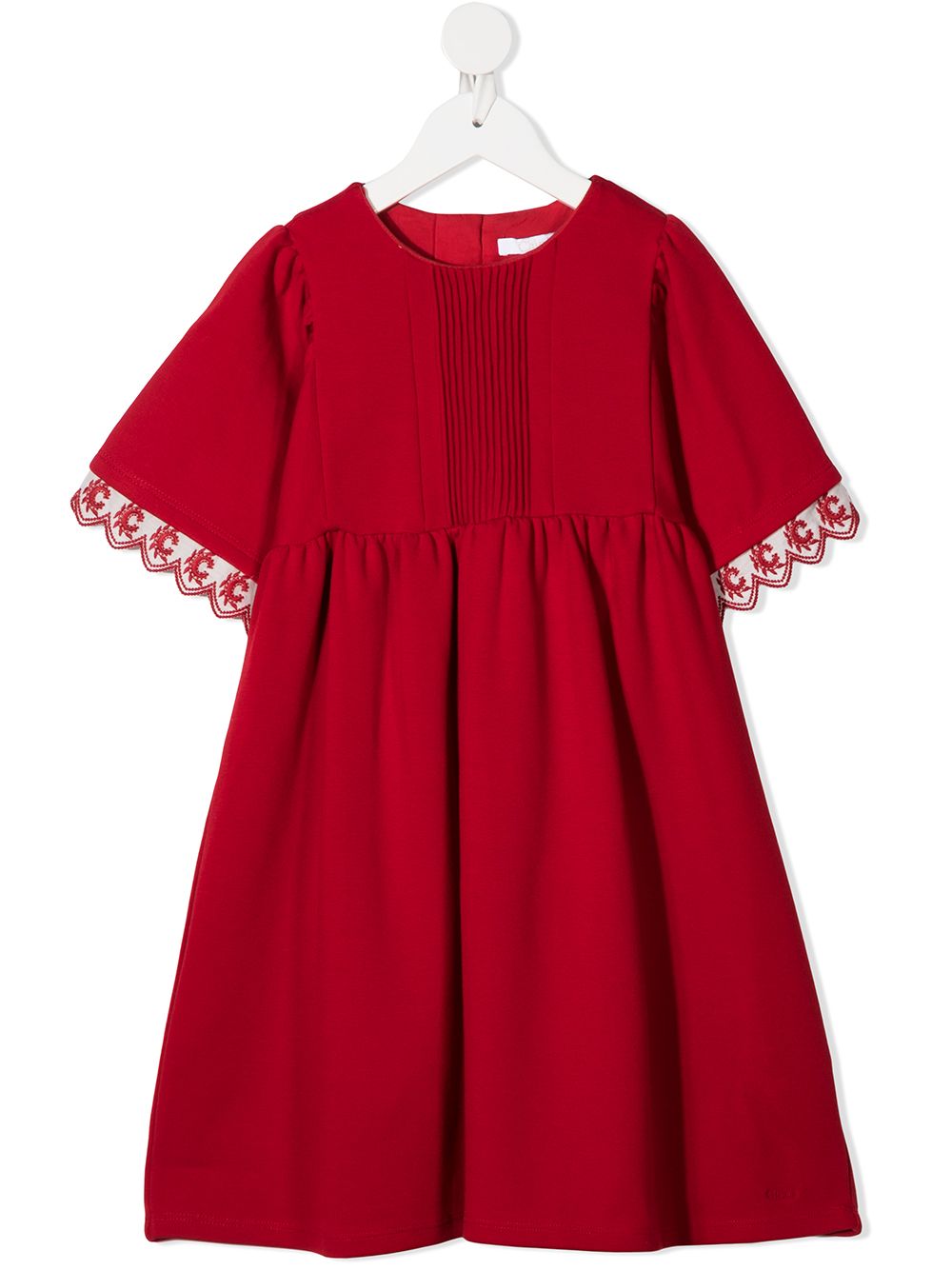 фото Chloé kids платье с планкой на груди и вышивкой на манжетах