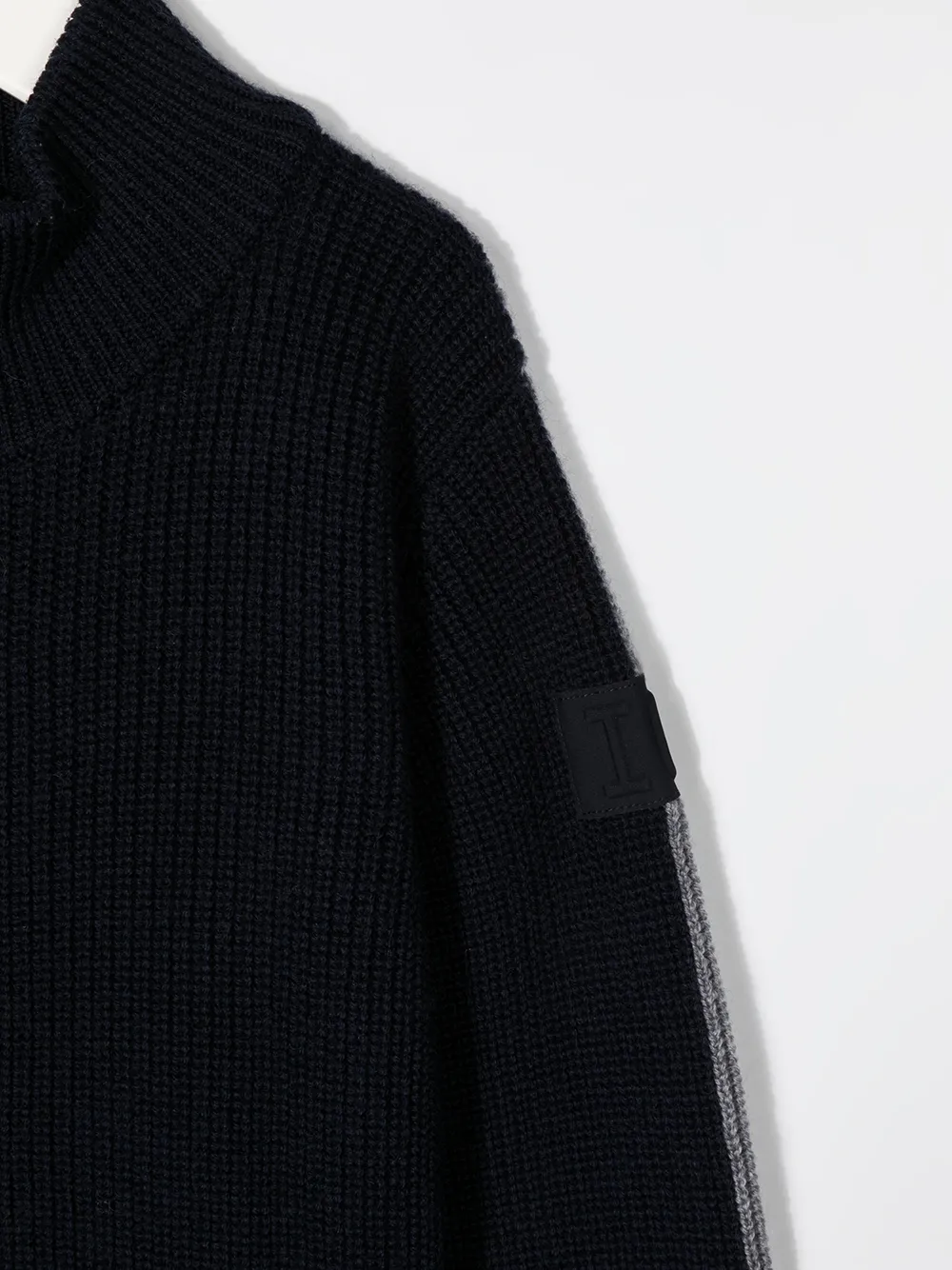 Il Gufo Reversible Zip-up Knitred Jacket In Blue