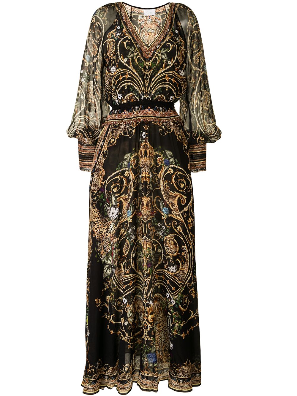 фото Camilla приталенное платье с v-образным вырезом и узором