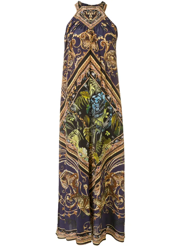 baroque print maxi dress