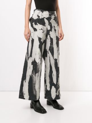 wide-leg abstract bleach-wash trousers展示图