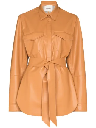 Shop Nanushka Artha tie-waist shirt 