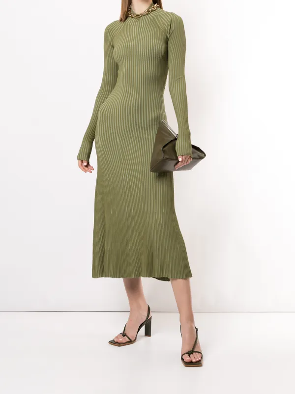 Dion Lee green ribbed long-sleeve midi 