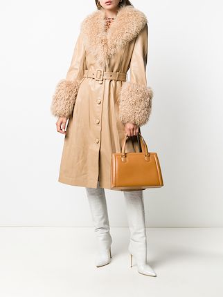 Foxy curly shearling trench coat展示图