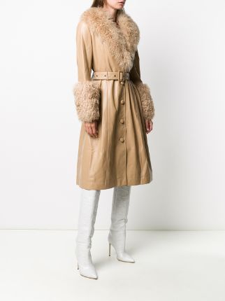 Foxy curly shearling trench coat展示图