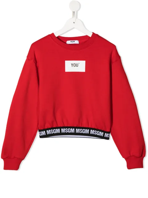 Msgm Kids سويت شيرت بأطراف شعار