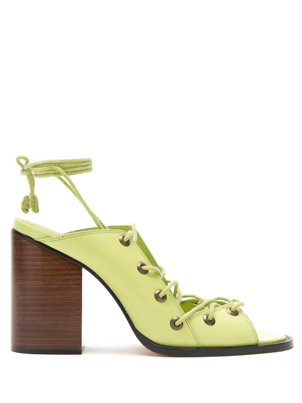 green strappy sandals