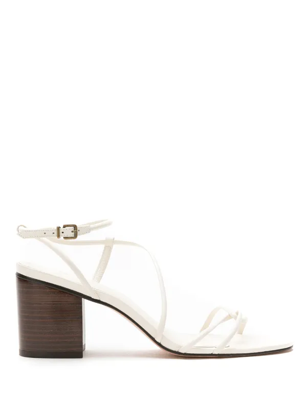 white leather high heel sandals