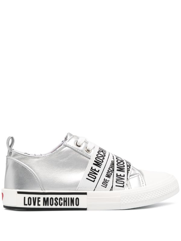 Shop silver Love Moschino metallic logo 
