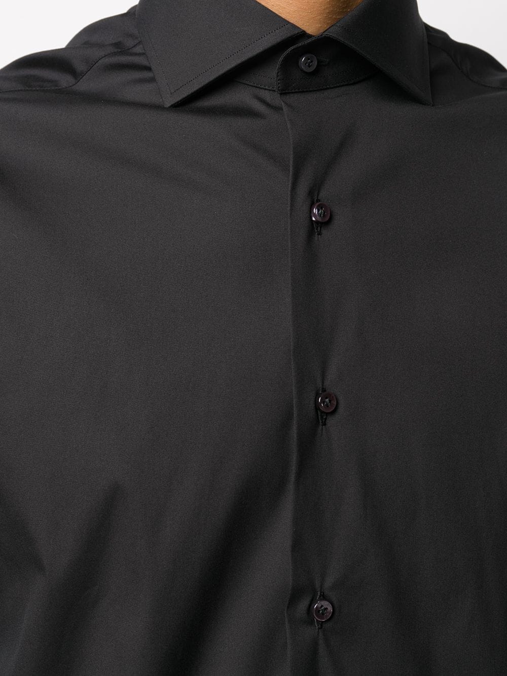 Shop Barba Plain Button Shirt In Black