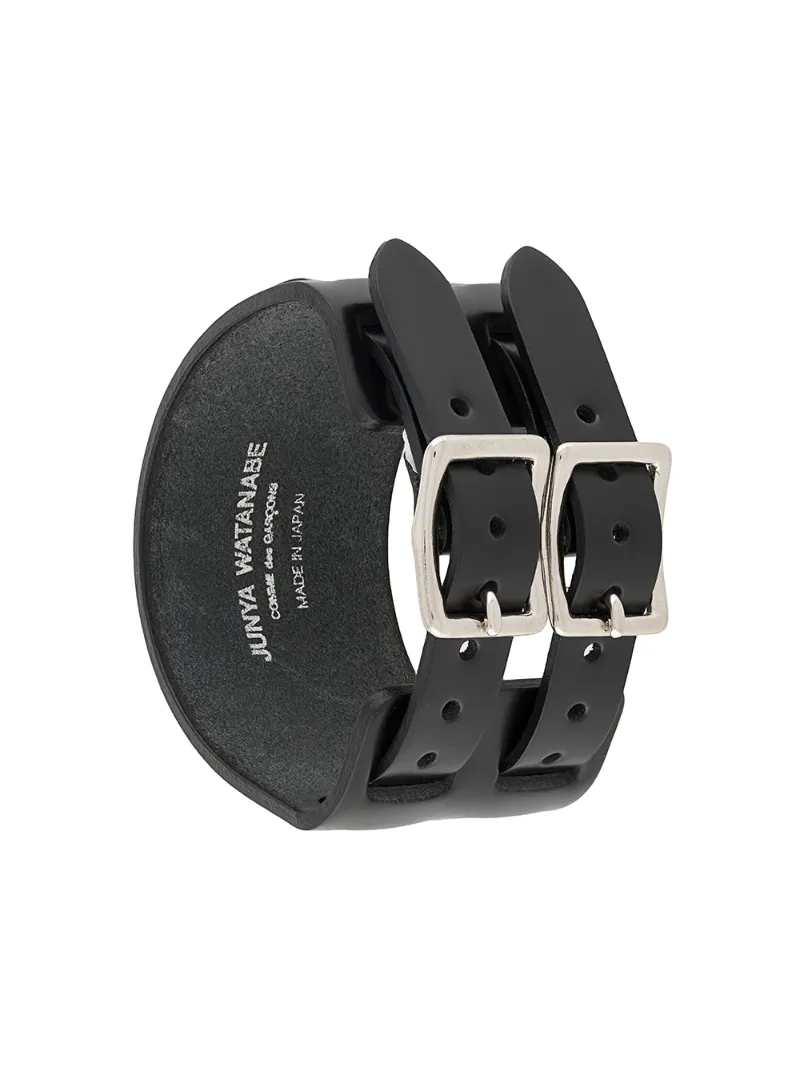 Click to view more detailed imagery on our partner's website Junya Watanabe Double-buckle Leather Bracelet In Black
