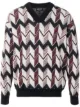 Image 1 of Giorgio Armani chevron intarsia rib-trimmed jumper