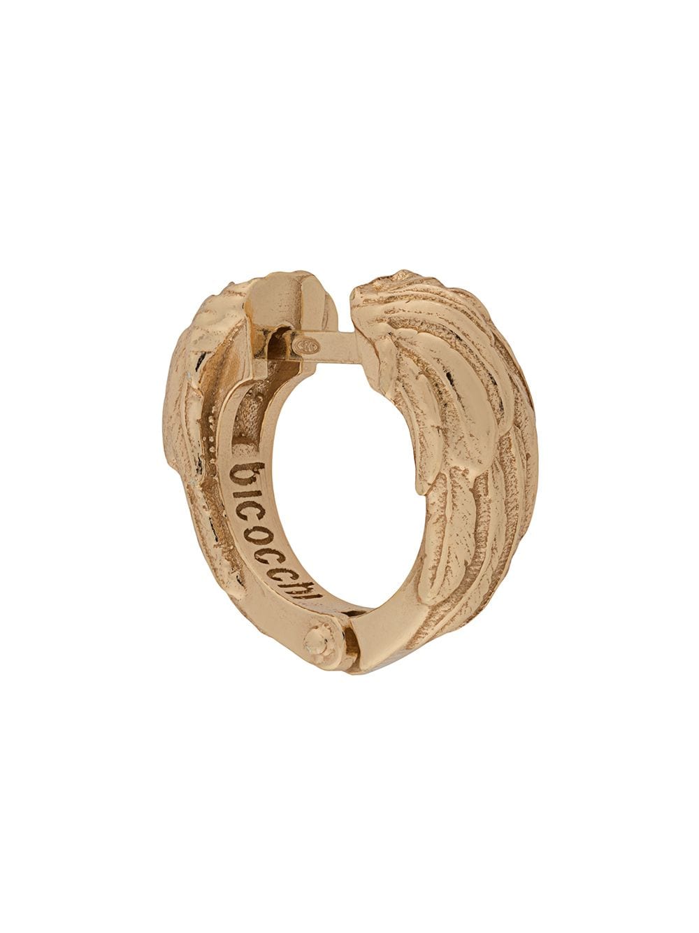 Shop Emanuele Bicocchi Wing Textured Hoop Earring In Gold