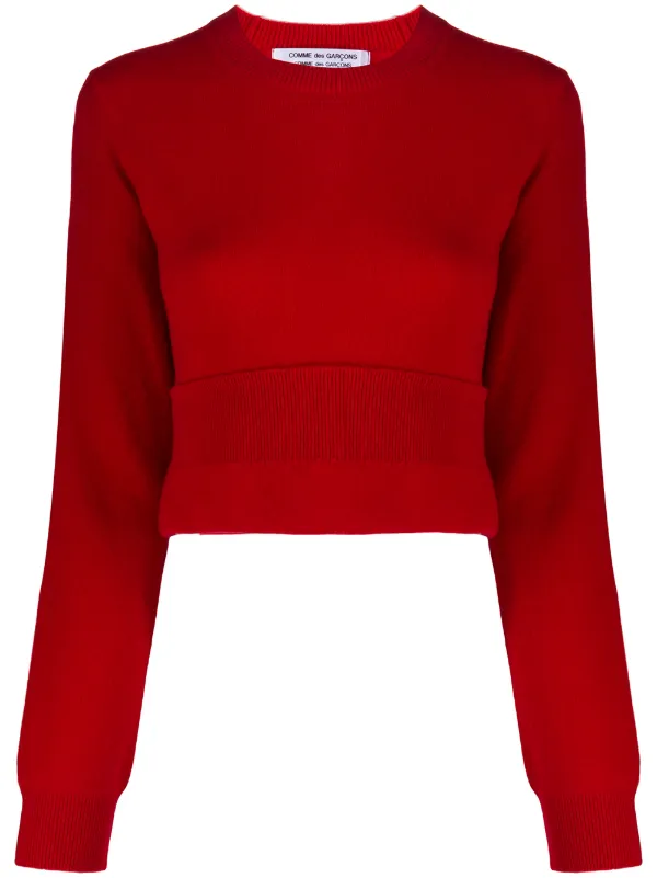 red cropped sweater