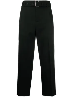 mens skinny black cropped trousers