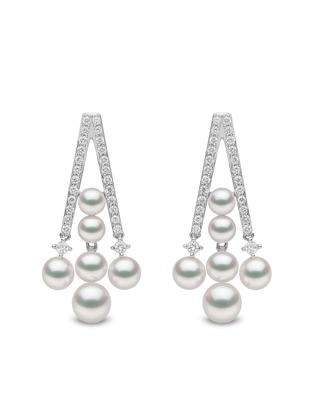 Yoko London 18kt white gold Sleek Akoya pearl and diamond earrings - Silver