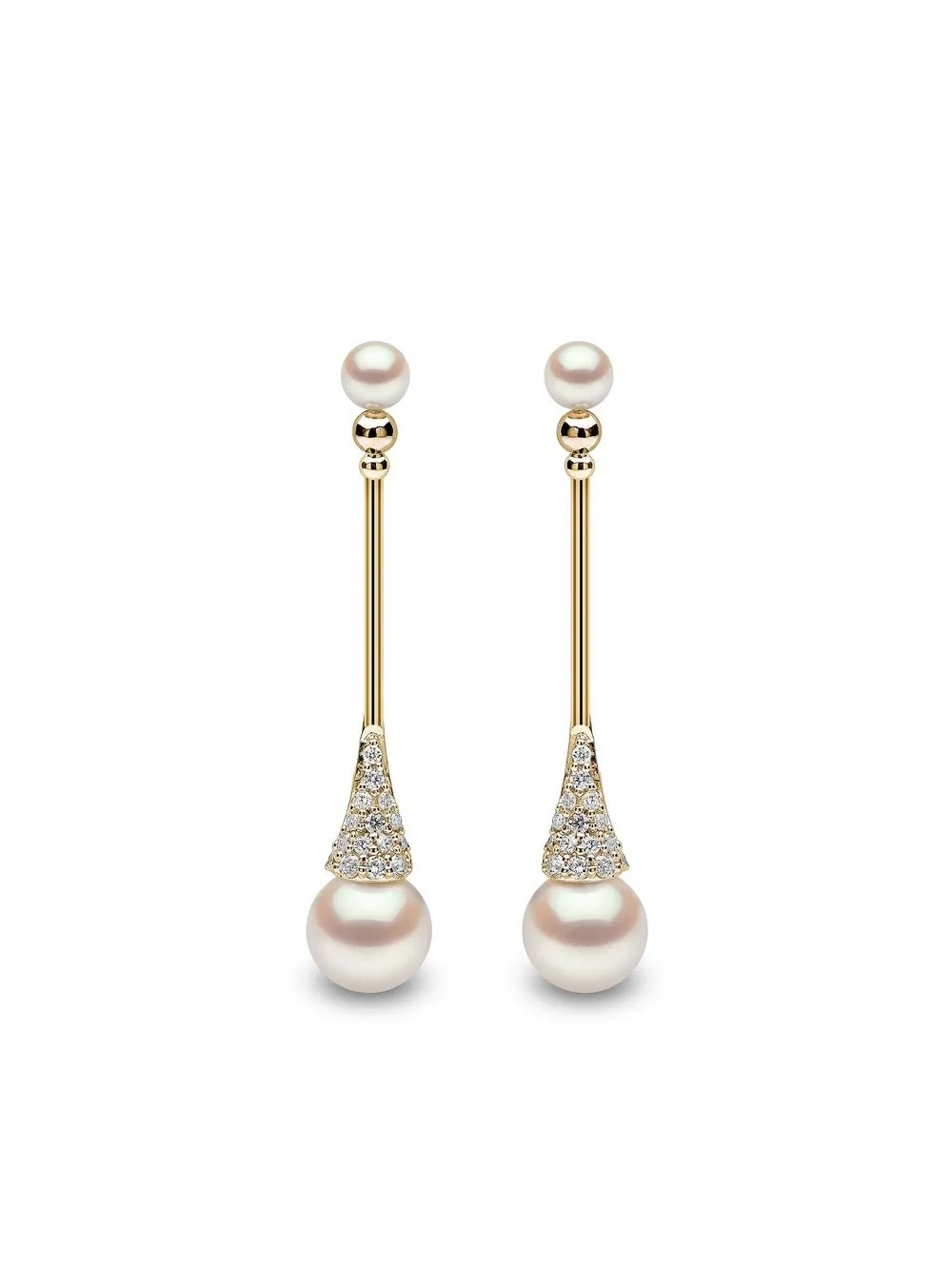 

Yoko London 18kt yellow gold Sleek Akoya pearl and diamond earrings