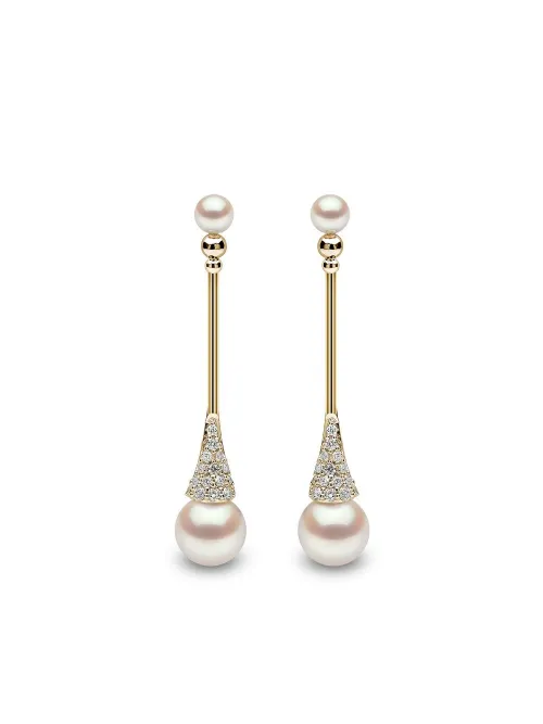 Boucles d'oreilles Sleek en 18ct ornées de perles d'Akoya et diamants - Yoko London - Modalova