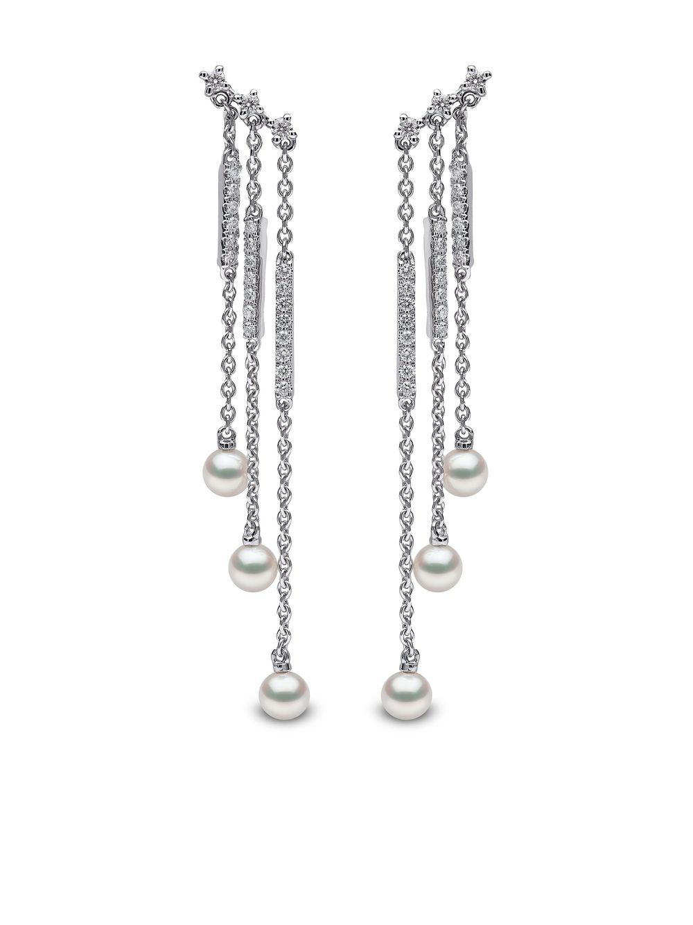 Yoko London 18kt white gold Sleek Akoya pearl and diamond earrings - Silver