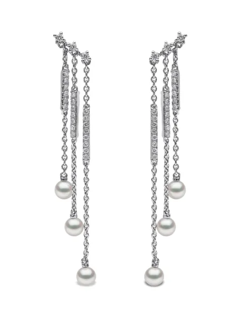 Yoko London aretes Sleek Akoya en oro blanco de 18kt con diamante y perla